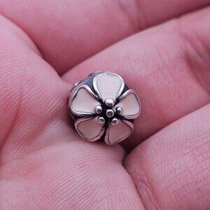 Pandora 925 Sterling Silver Pink Cherry Blossom Enamel Flower Bead Charm